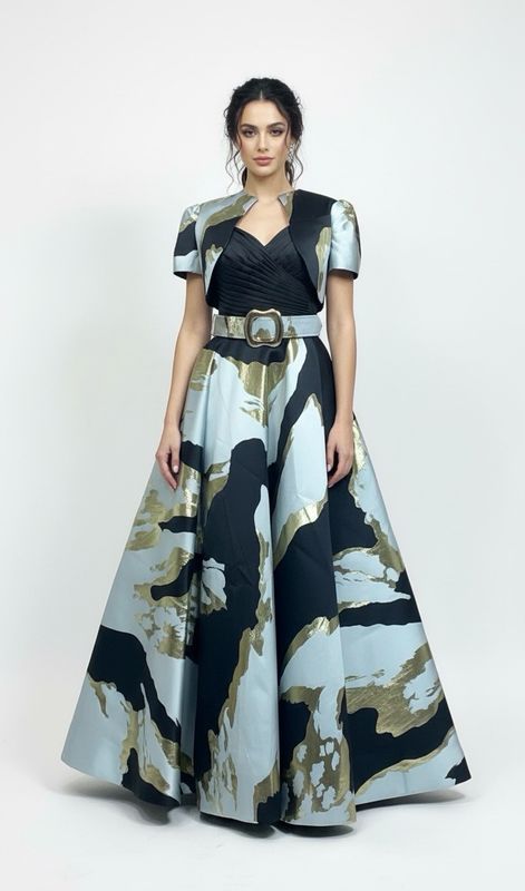 Vestido largo negro estampado talla 44