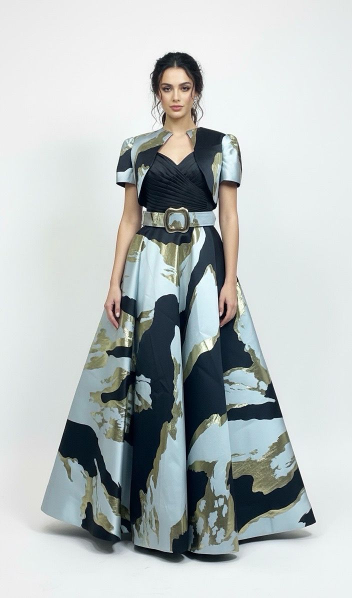 Vestido largo negro estampado talla 44