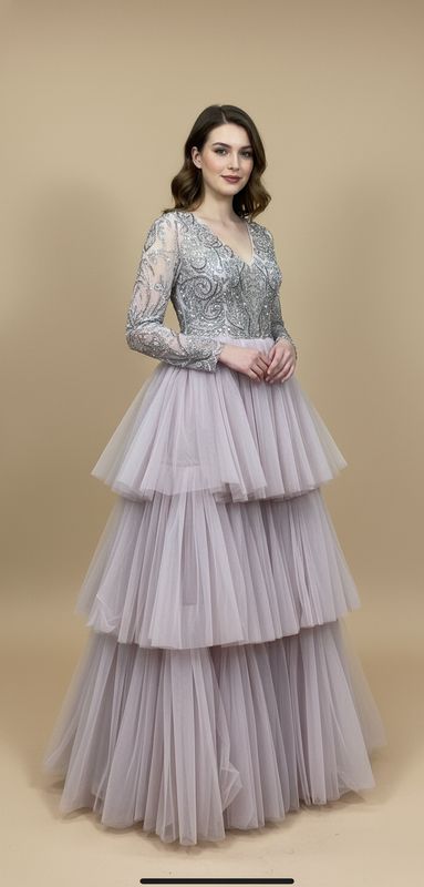 REBAJADO - Vestido Largo De Capaz Color Rosado Talla 42/10