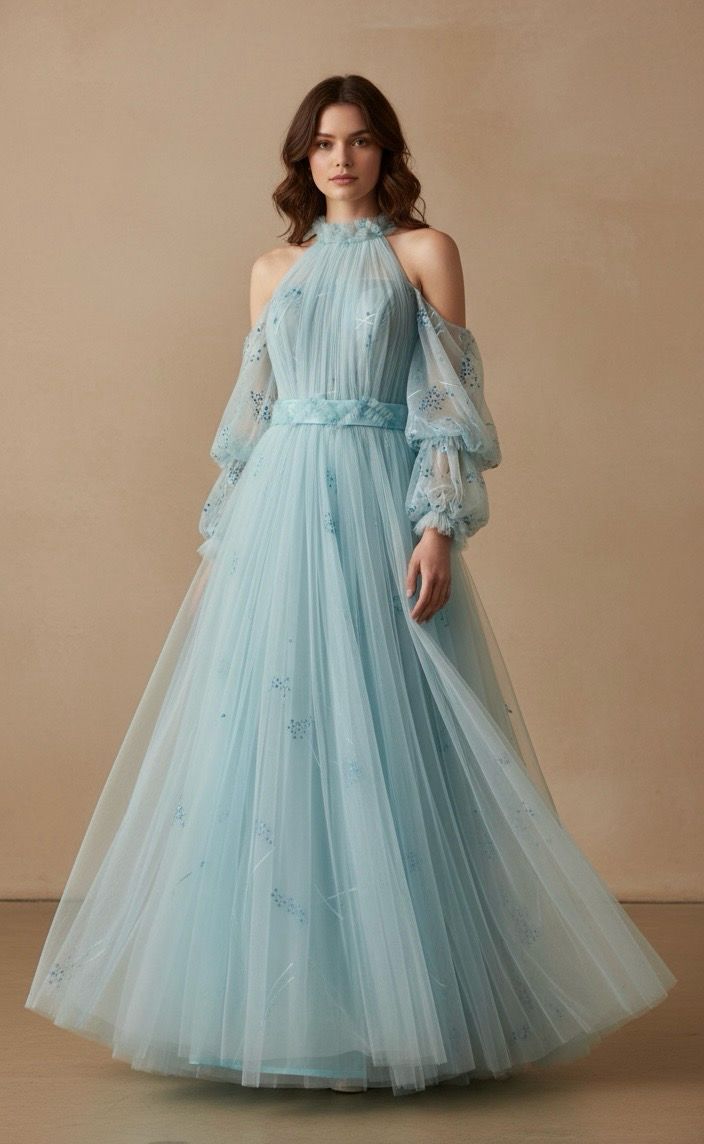 REBAJADO - Vestido Largo Color Aqua talla 42/10