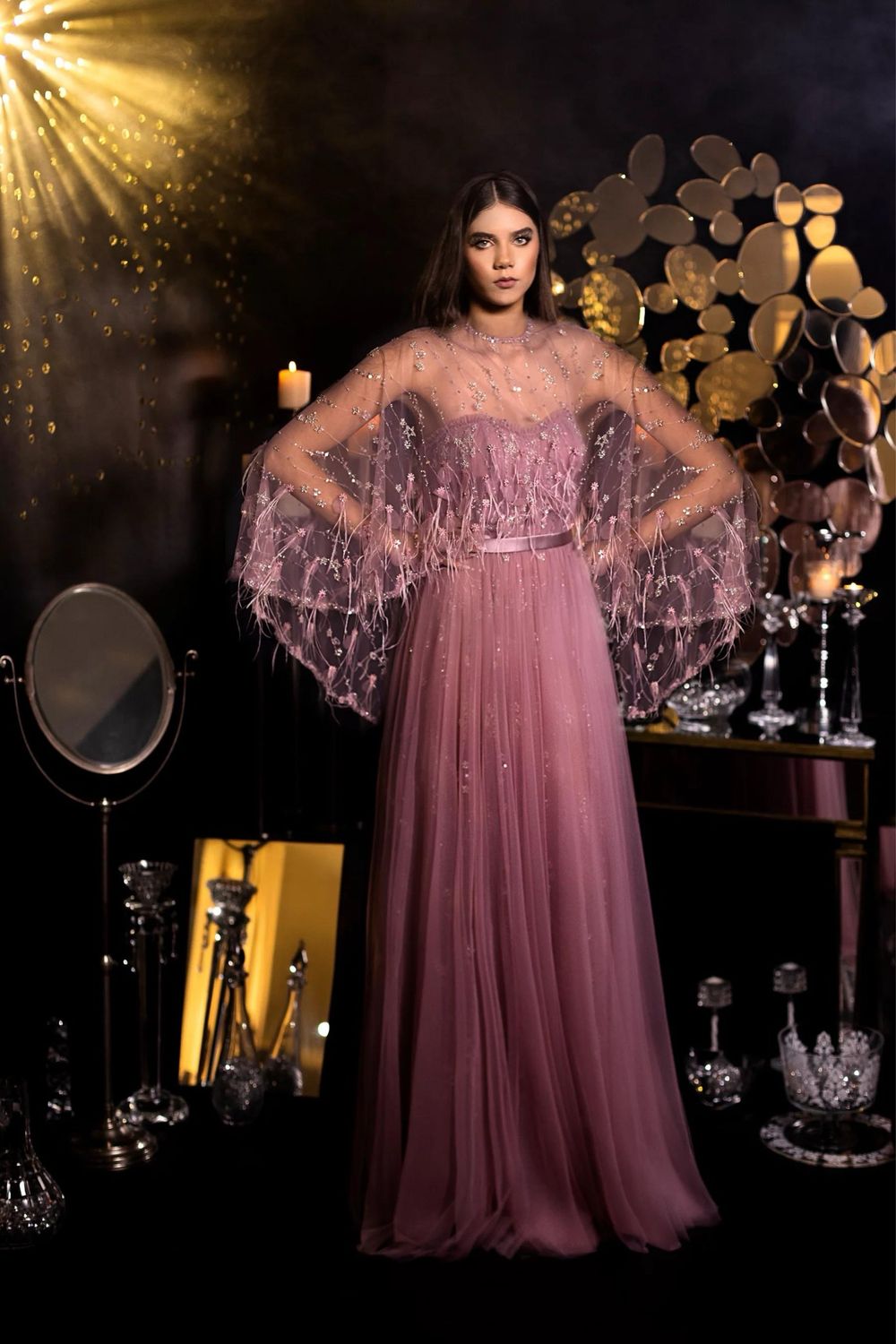 VESTIDO LARGO 	COLOR	ROSADO	PINK	DE	TALLA:	46	EU	/	14	US