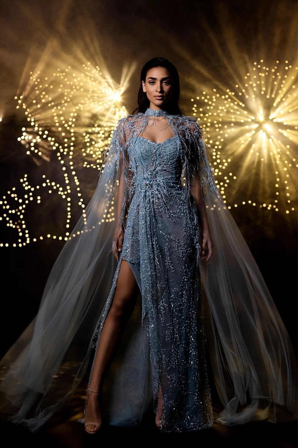 Vestido Largo Color Celeste Talla 44/12