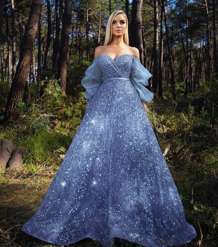 Vestido Largo Color celeste Talla 36/4