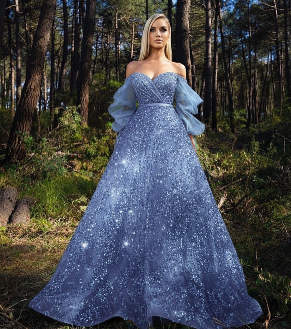 Vestido Largo Color celeste Talla 36/4