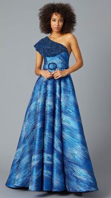 Vestido largo color azul royal, talla 48 - XL