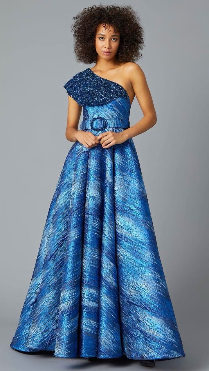 Vestido largo color azul royal, talla 48 - XL