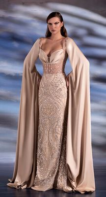 VESTIDO LARGO COLOR BEIGE TALLA: 44 EU o 12 US VESTIDO LARGO COLOR BEIGE TALLA: 44 EU o 12 US