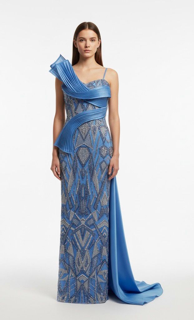 Vestido sirena azul indigo talla 40