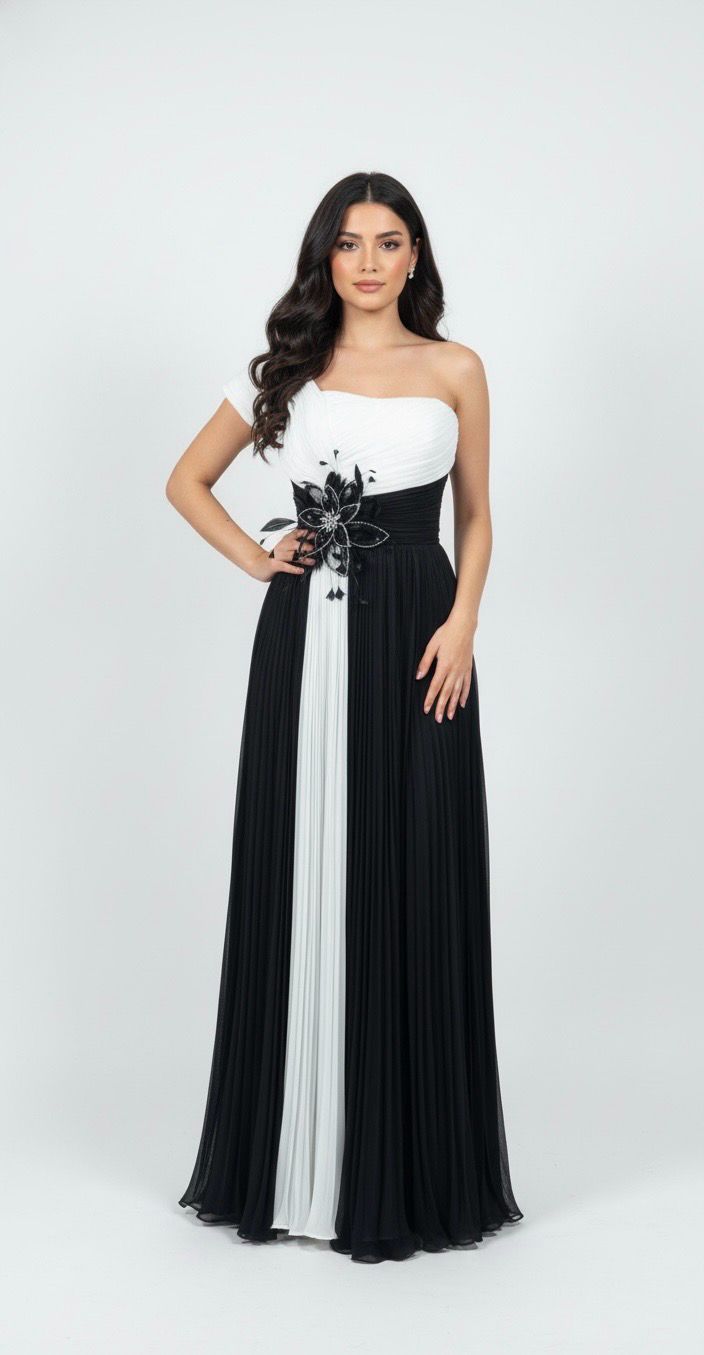 Vestido Largo Color Black/White Talla 40 Vestido Largo Color Black/White Talla 40