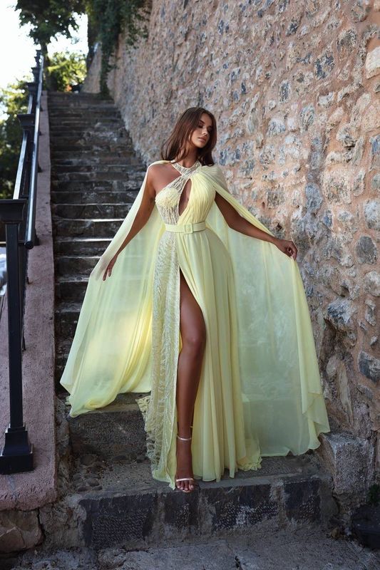 Vestido largo, Amarillo, Talla 12