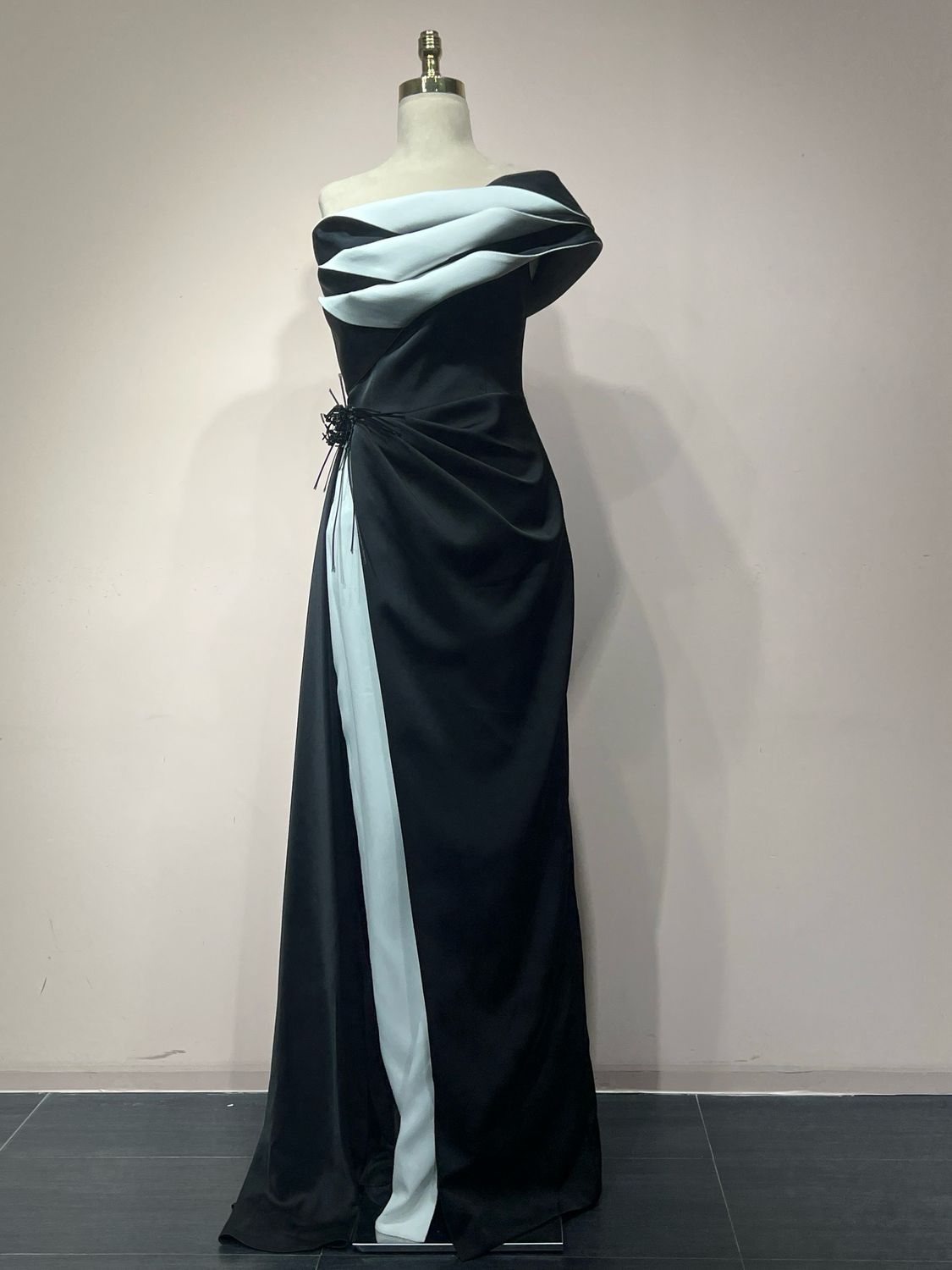 Vestido Largo Color Black/White Talla 42