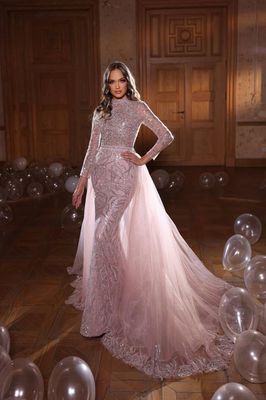 VESTIDO LARGO 	COLOR	PEACH	TALLA:	50	EU	/	18	US