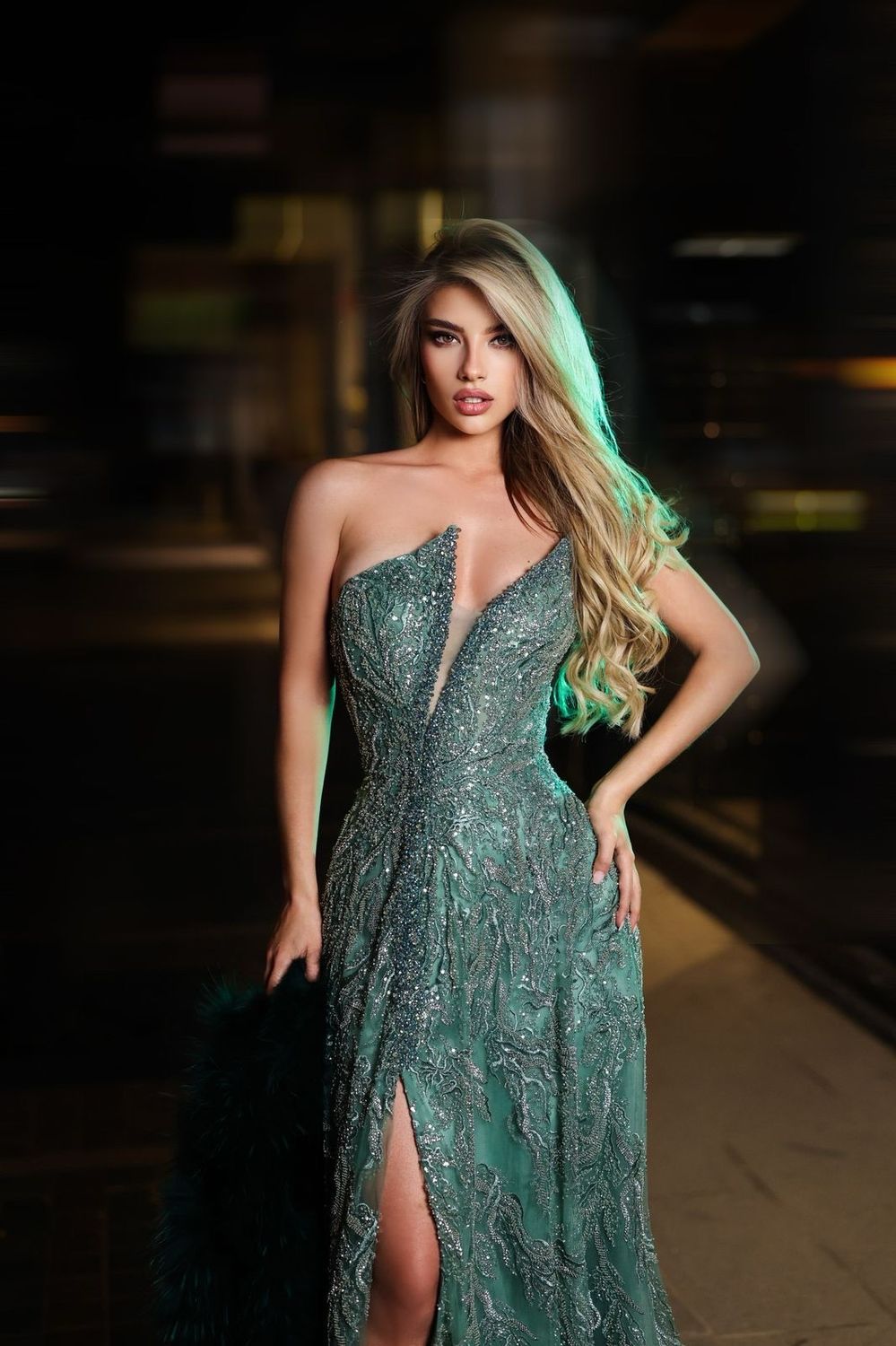 Vestido largo menta talla 44/12