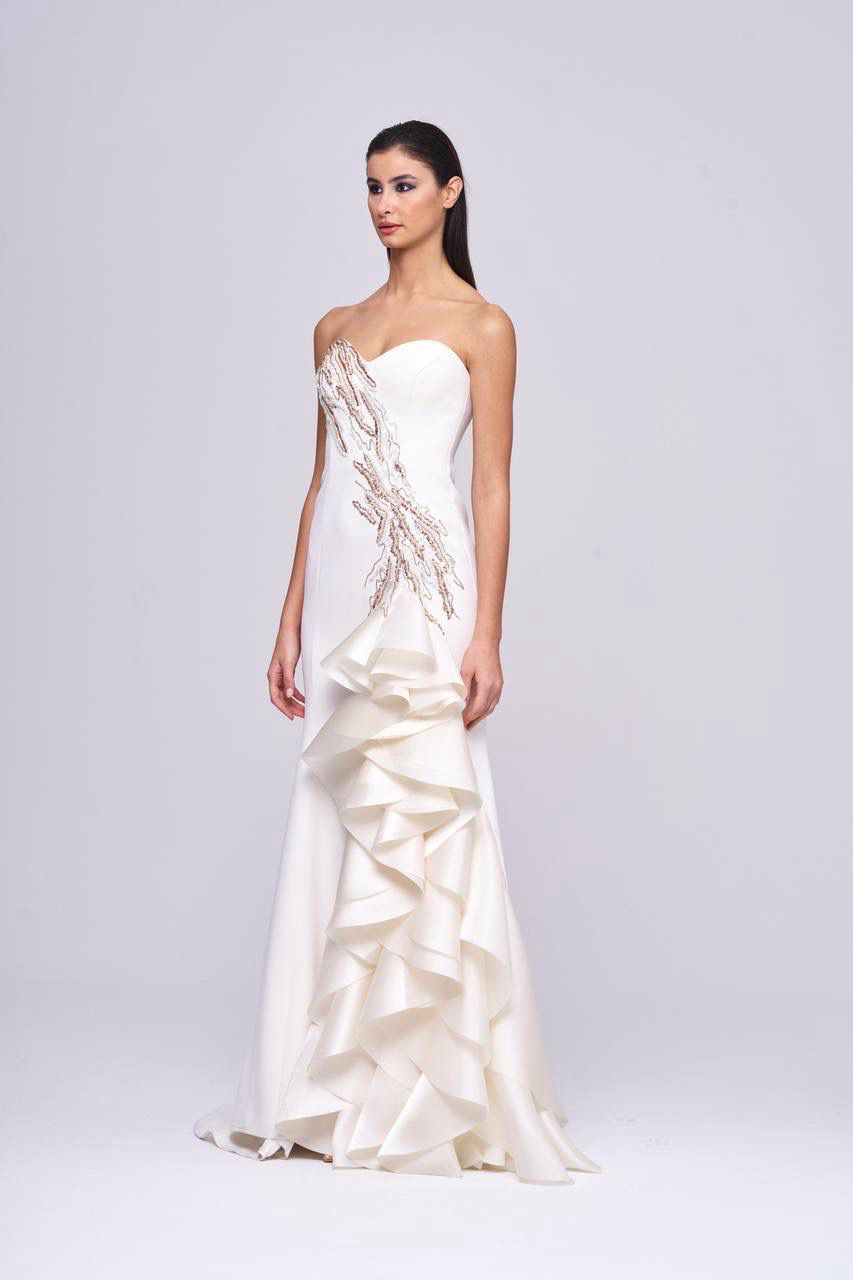 Vestido largo crema talla:46