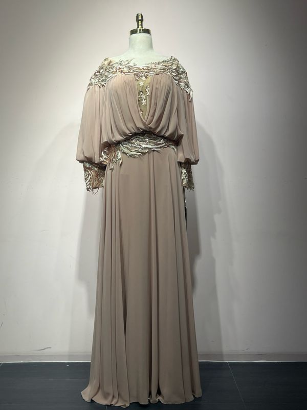 Vestido Largo Color Beige Talla 46