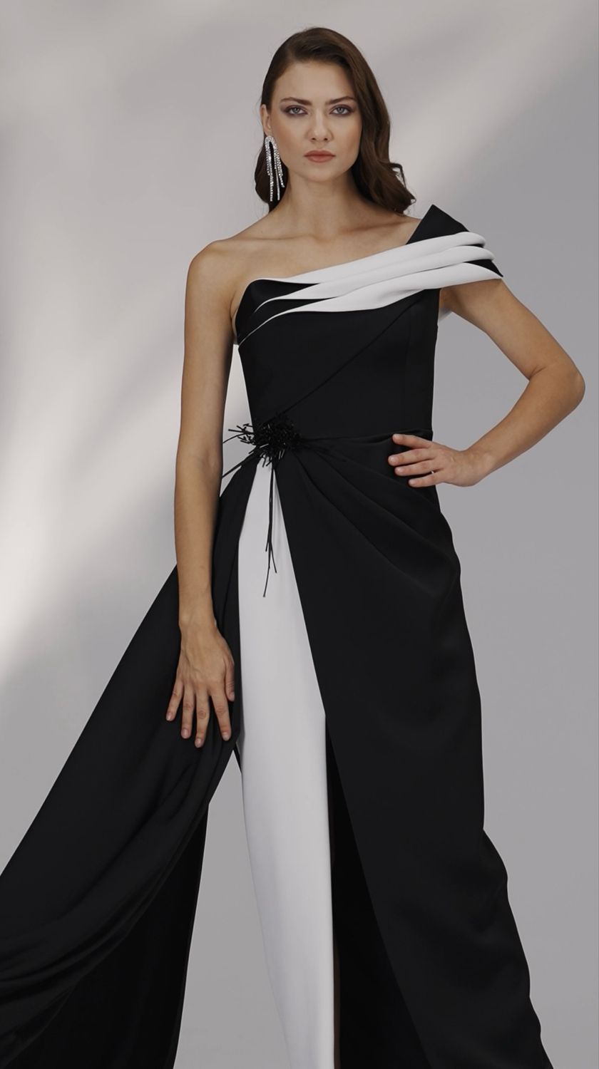 Vestido Largo Color Black/White Talla 42