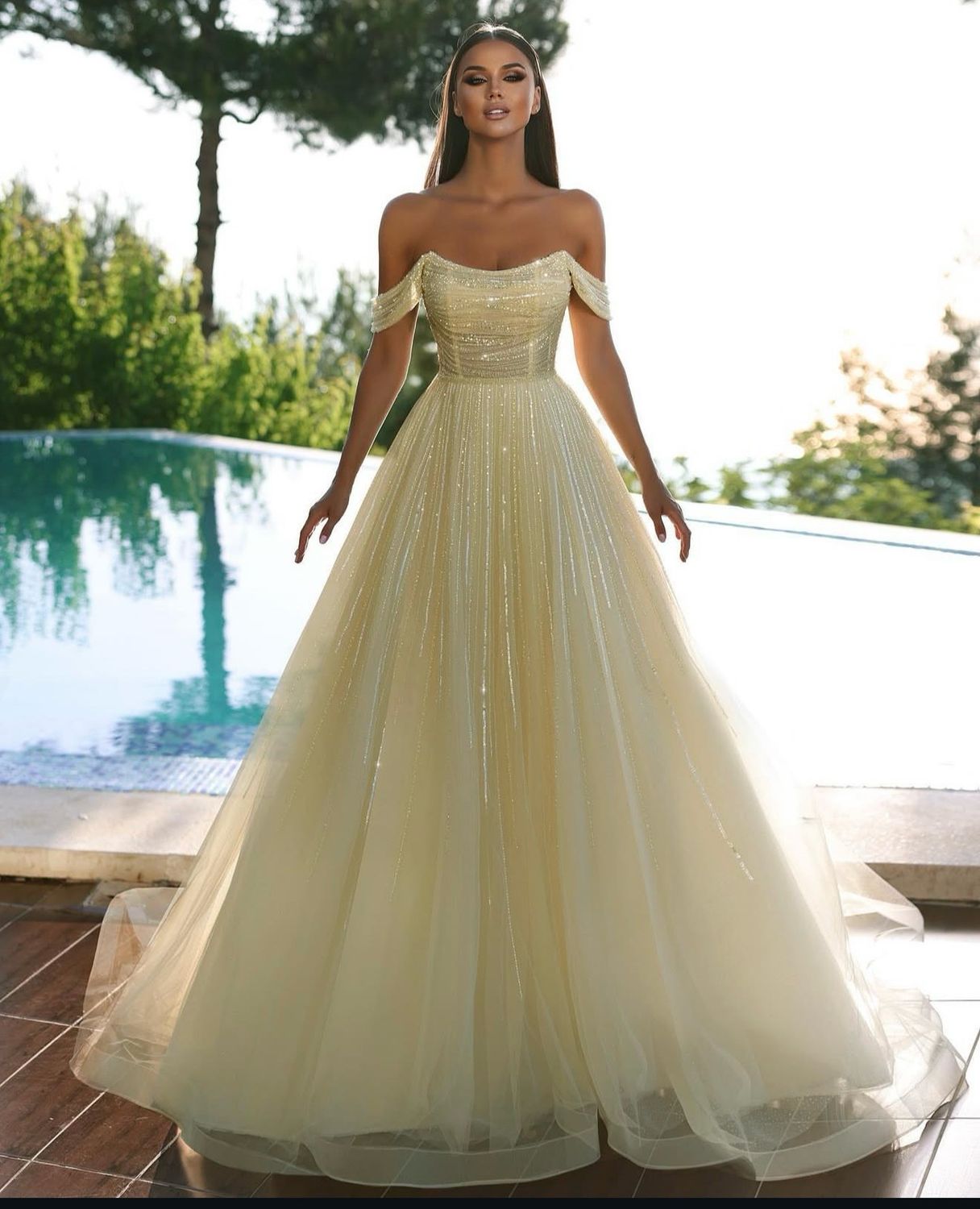 VESTIDO LARGO - AMARILLO - TALLA 42