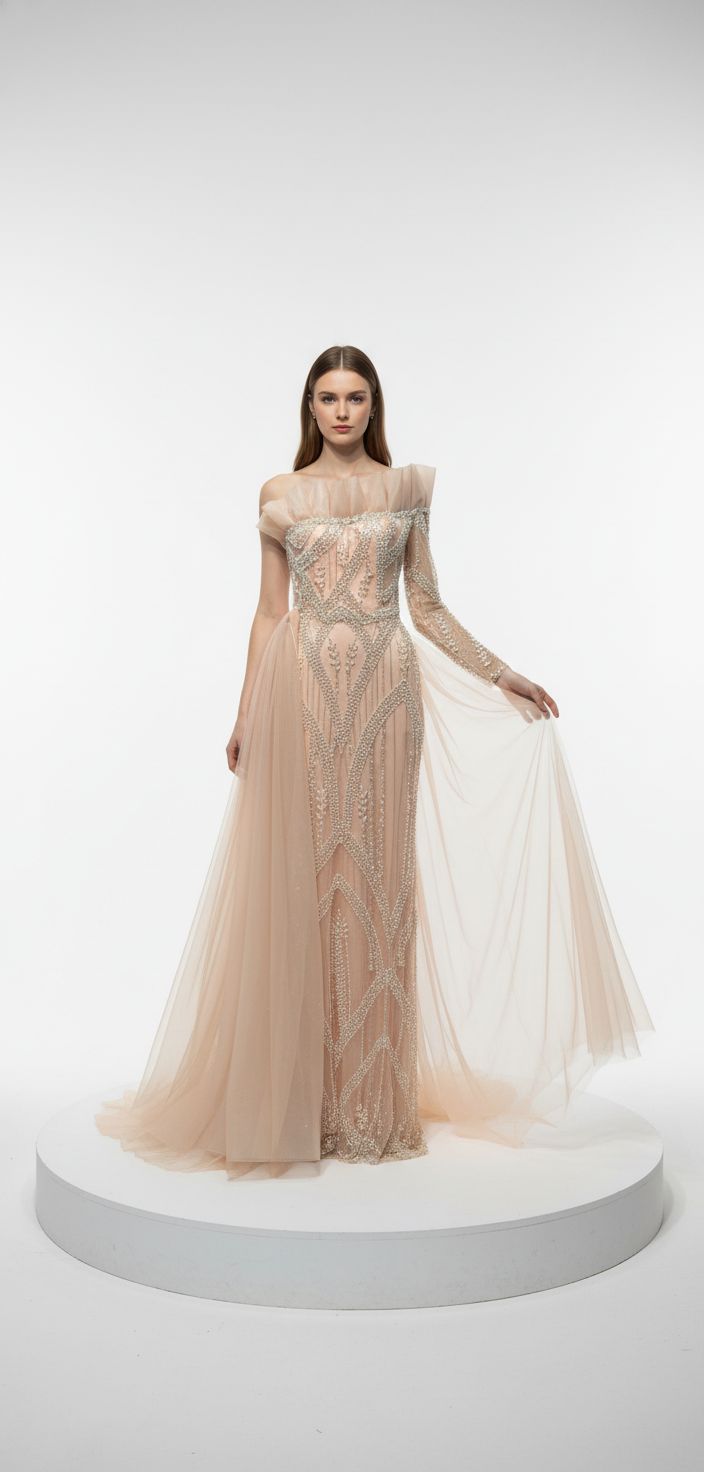 Long sleeve- Peach Gown