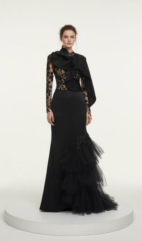 Vestido largo - Negro - talla