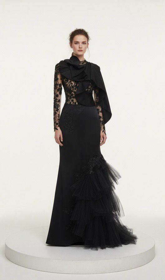 Vestido largo - Negro - talla