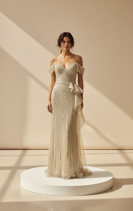 Vestido largo - Crema - talla 44