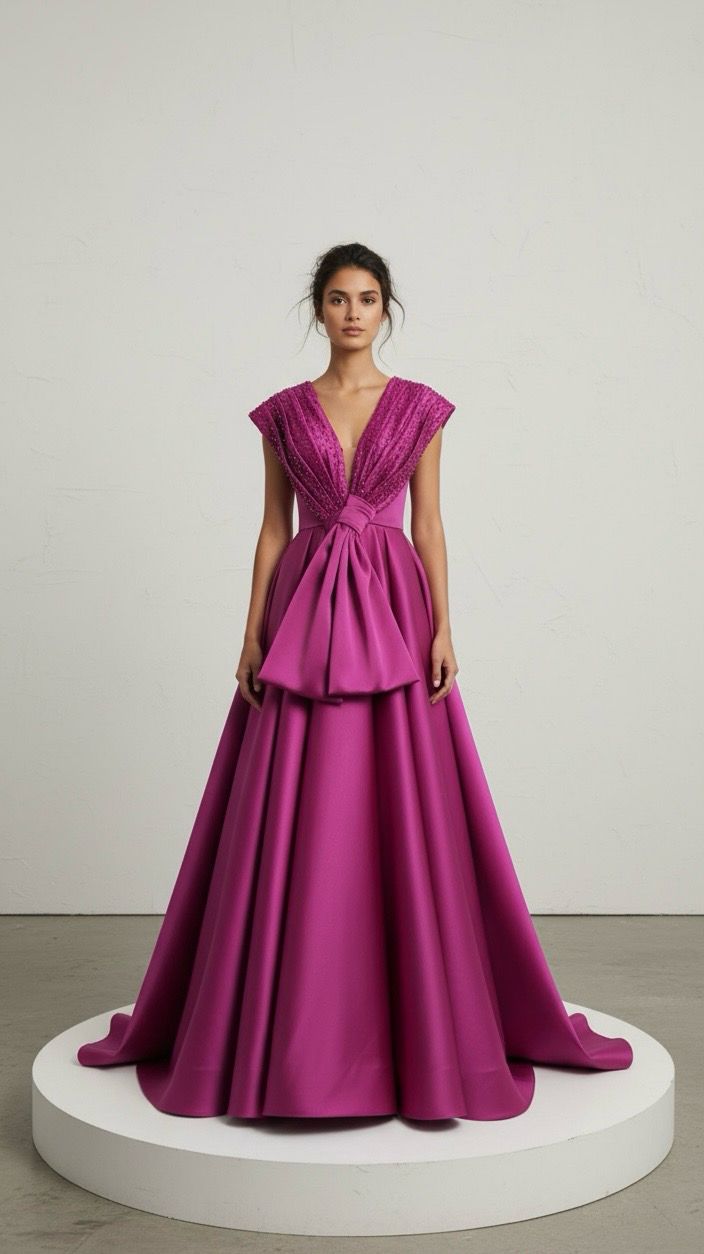 Vestido Largo,	fucsia 	,Talla	44