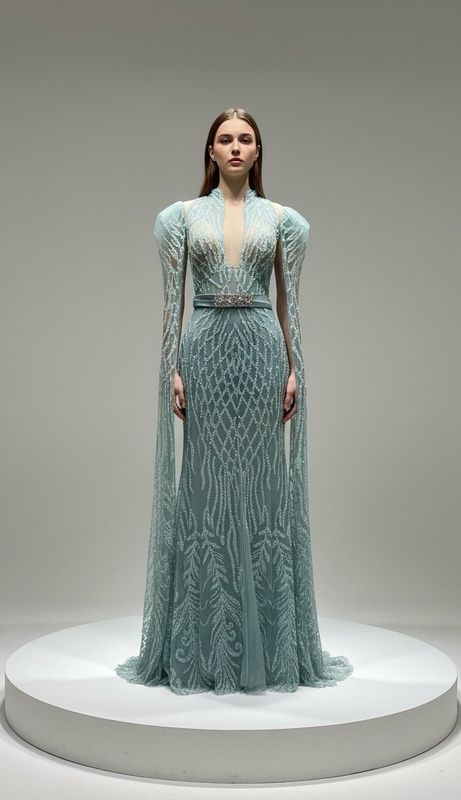 Vestido largo menta talla 46/14