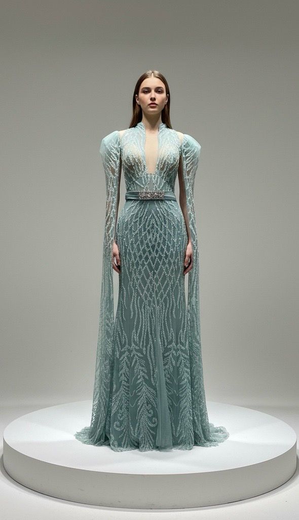 Vestido largo menta talla 46/14