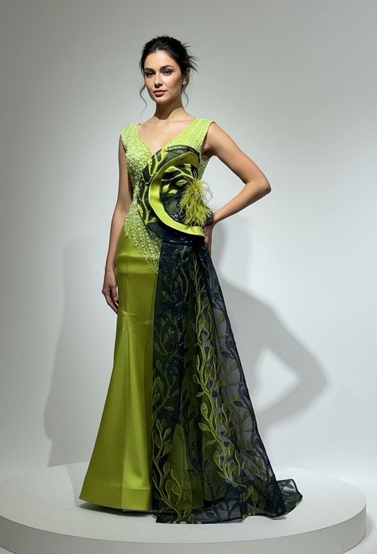 Vestido largo verde talla 38