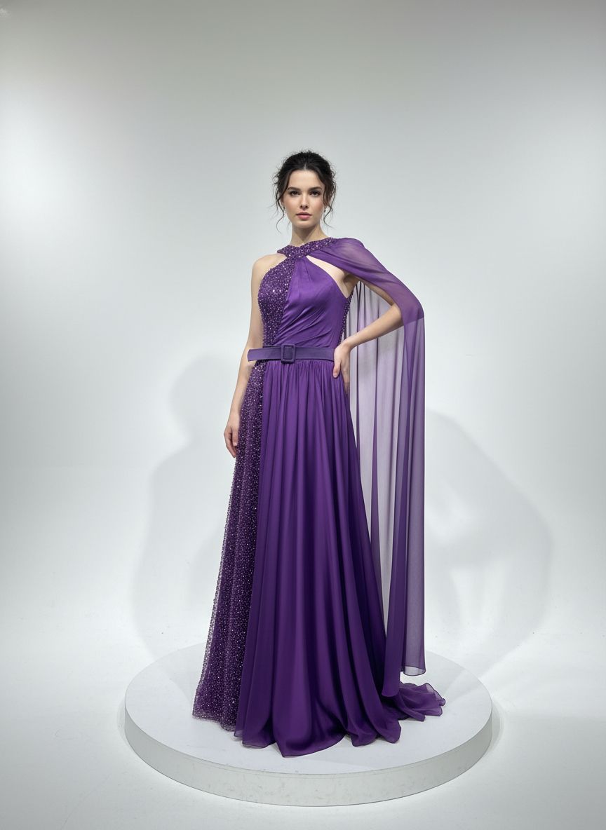 Vestido largo, Morado, talla 44