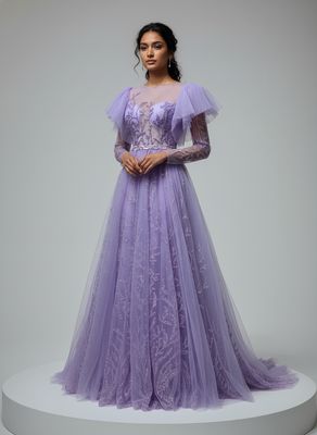 Vestido largo morado lila talla:42.