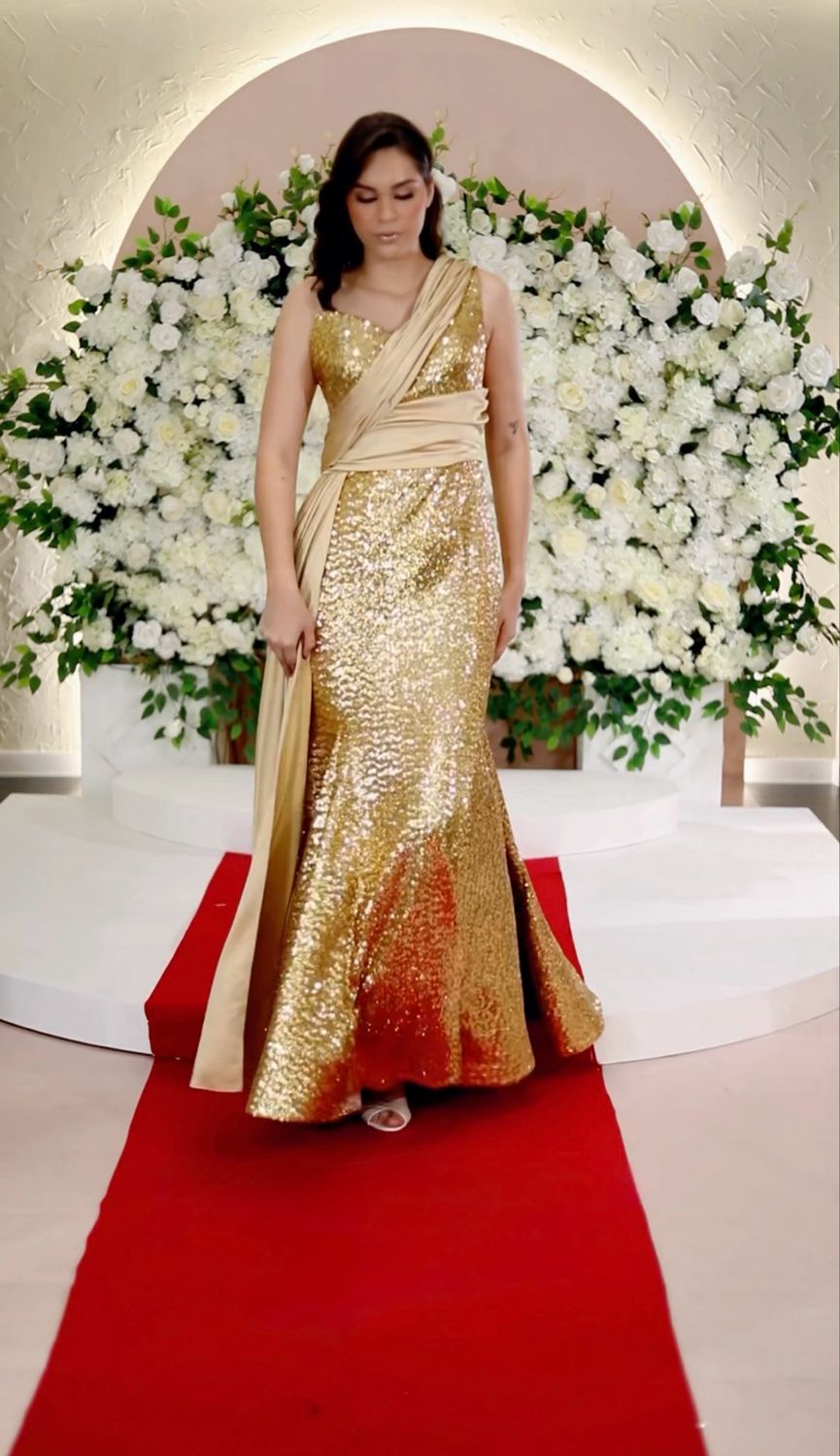 Vestido largo dorado talla 44/12