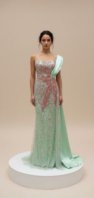 VESTIDO LARGO CORTE SIRENA TALLA 42 COLOR VERDE