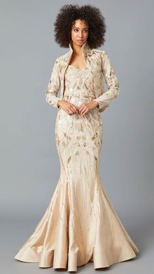 Vestido Largo color dorado, talla 46 - L