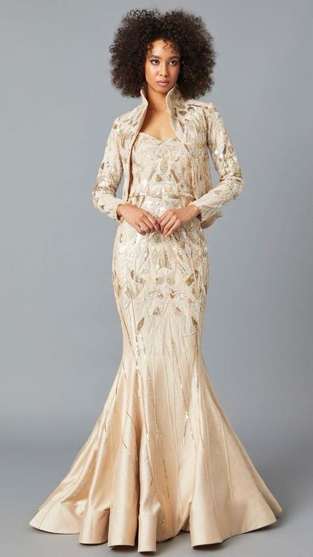 Vestido Largo color dorado, talla 46 - L