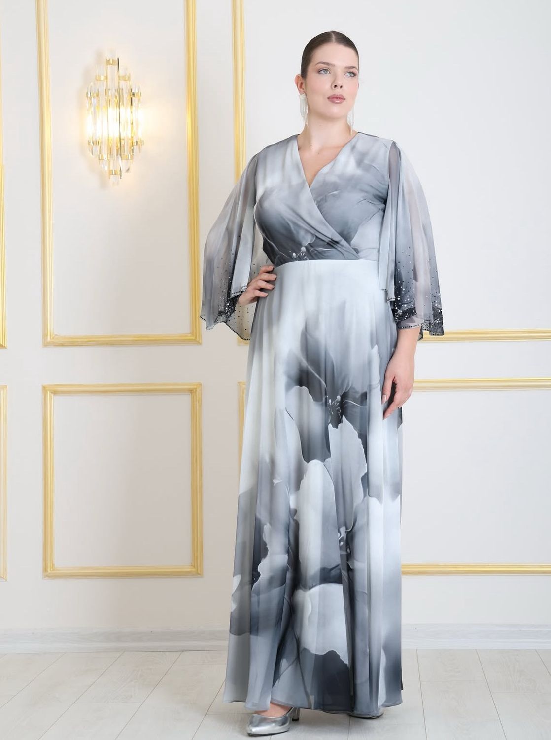 Vestido largo - Negro/Blanco - talla 44