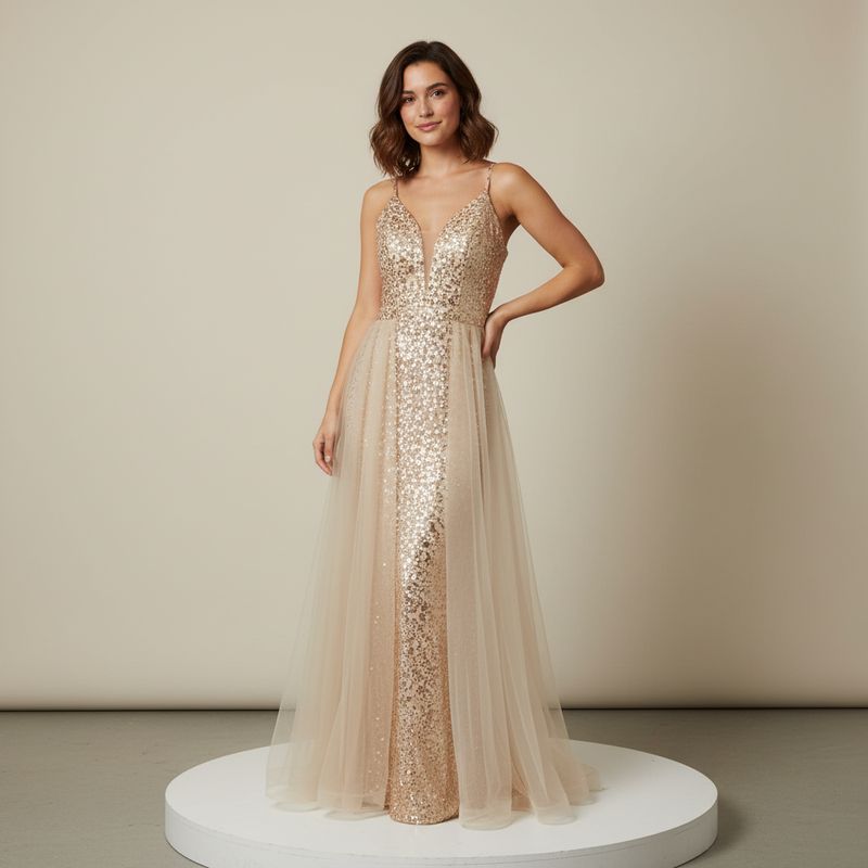 Vestido largo champagne talla 44