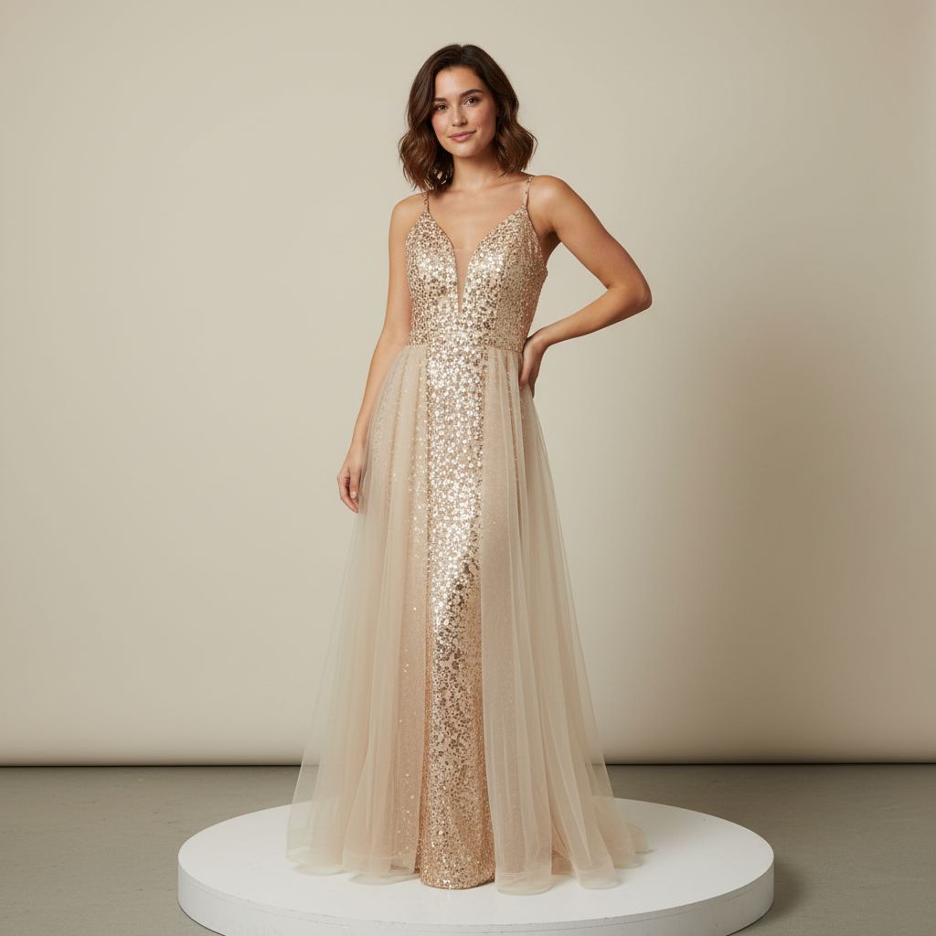 Vestido largo champagne talla 44