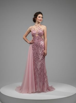 Vestido largo rosado Talla 44