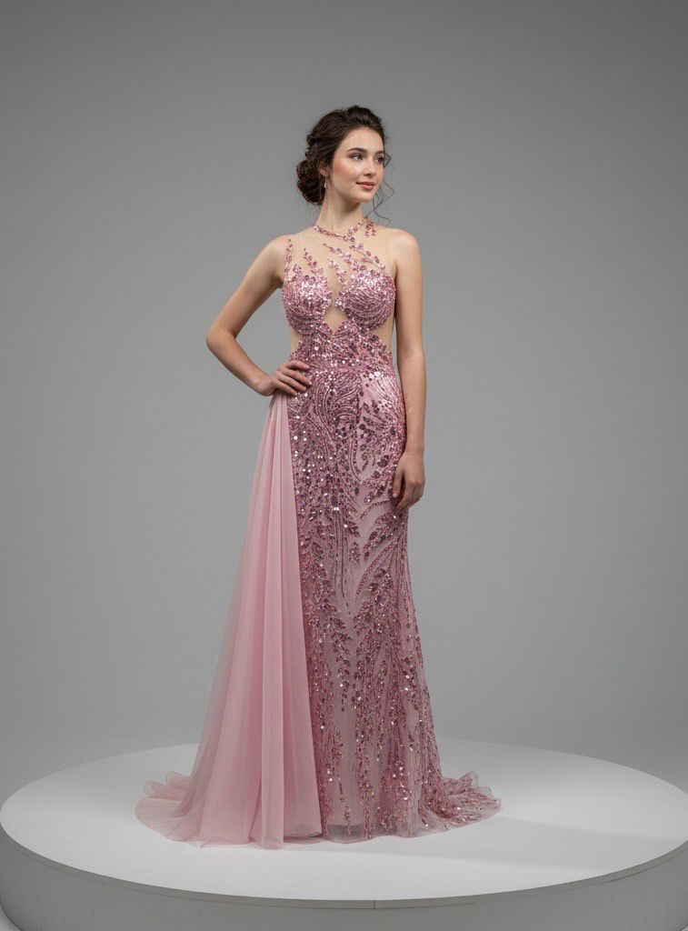 Vestido largo rosado Talla 44