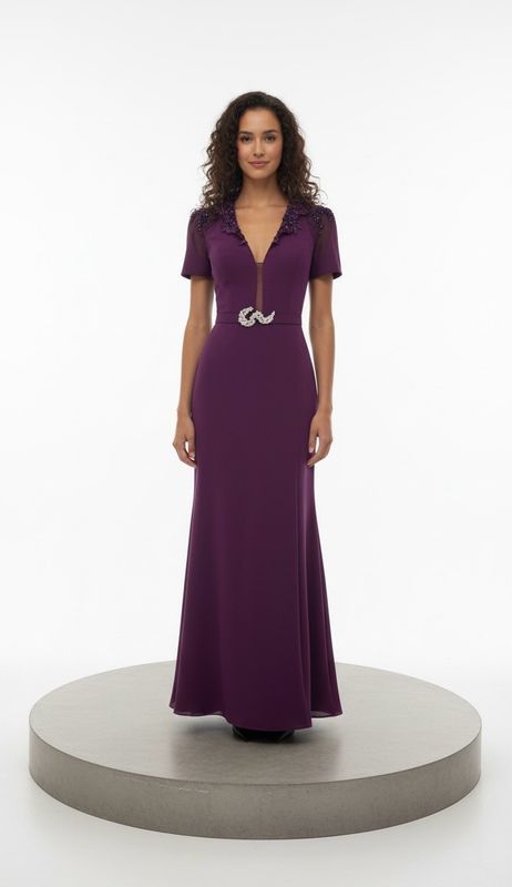 VESTIDO LARGO 	COLOR	MORADO	(PURPLE)	DE	TALLA:	44	EU	/	12	US