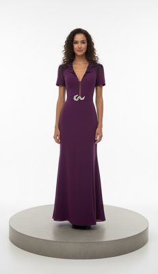 VESTIDO LARGO 	COLOR	MORADO	(PURPLE)	DE	TALLA:	44	EU	/	12	US