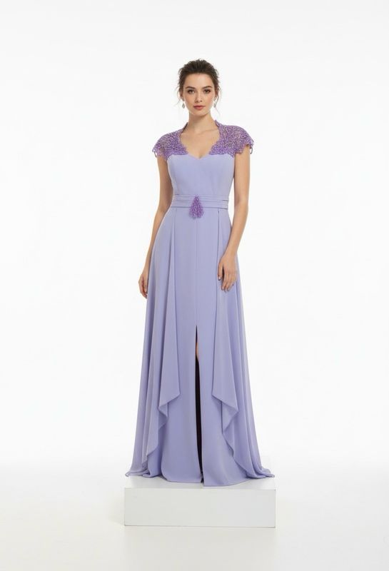 Vestido Largo,	 Lila 	,Talla	48