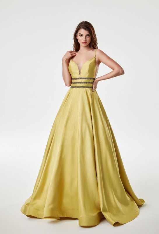 VESTIDO LARGO  VERDE MANZANA TALLA 44