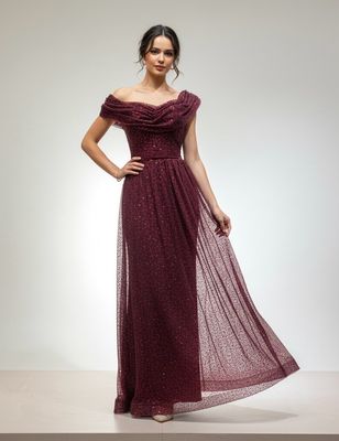 VESTIDO LARGO CORTE CAÍDO TALLA 44/S COLOR ROJO VINO