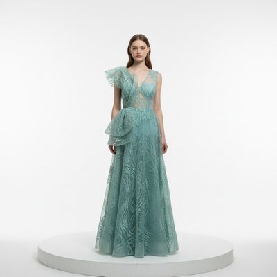 VESTIDO LARGO COLOR VERDE MENTA TALLA 44