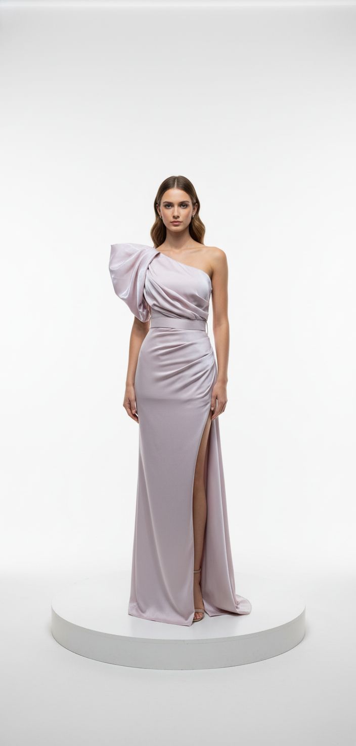 One shoulder Pink Dress