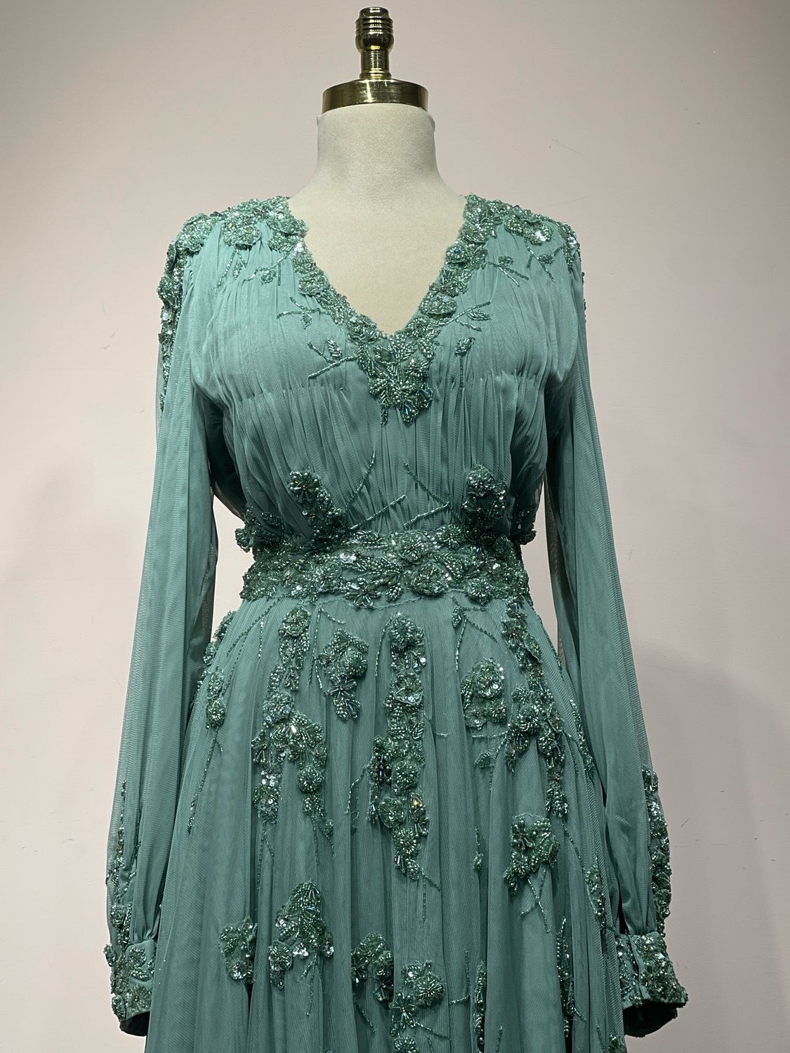 Vestido Largo Color Verde Talla 14