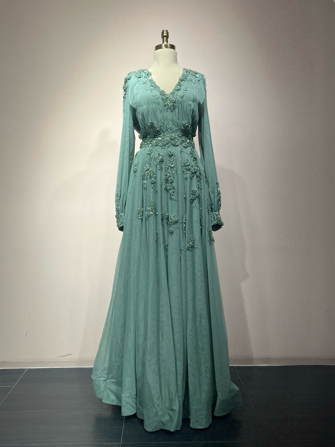 Vestido Largo Color Verde Talla 14