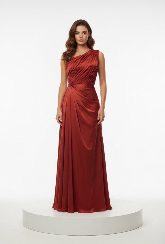 One shoulder Red Gown